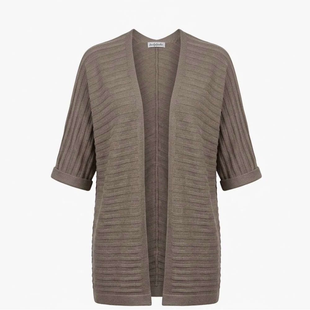 Brown Open Front Cardigan